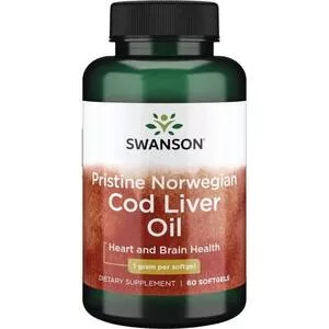 Swanson Pristine Norwegian Cod liver oil 60kaps - data ważności (6.2026)