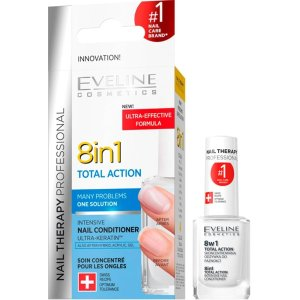 Eveline Nail Therapy Professional, skoncentrowana odżywka do paznokci, 8w1 total action, 12ml