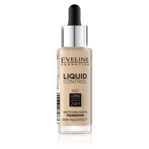 Eveline Liquid Control HD, matujący podkład do twarzy, 015 light vanilla, 32ml