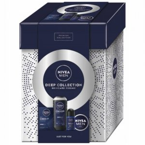 Nivea Men Deep Collection zestaw żel pod prysznic 3w1 250ml + antybakteryjna woda po goleniu 100ml + antyperspirant w kulce 50ml + uniwersalny krem 75ml (M)