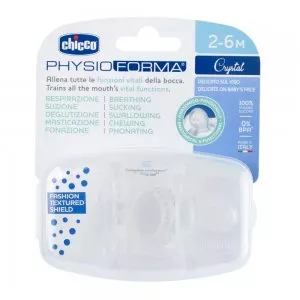 Chicco PhysioForma Soft smoczek silikonowy uspokajający dla dzieci 2-6m Crystal 2szt.