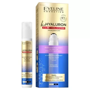 Eveline BioHyaluron 3 x Retinol, przeciwzmarszczkowy żel roll-o pod oczy i na powieki, 15ml