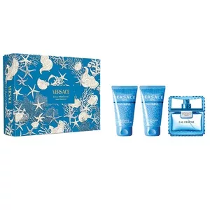 Versace Eau Fraiche Pour Homme zestaw woda toaletowa spray 50ml + żel pod prysznic 50ml + balsam po goleniu 50ml (M)