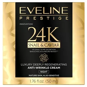 Eveline 24K Snail & Caviar, luksusowy regenerujący krem przeciwzmarszczkowy na noc, 50ml
