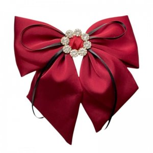Ecarla Spinka do włosów kokarda z diamencikami Bordowa XL SP441BOR