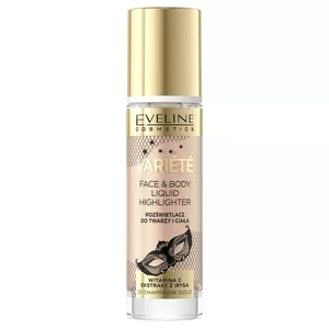 Eveline Variété, płynny rozświetlacz do twarzy i ciała, 01 champagne gold, 30ml
