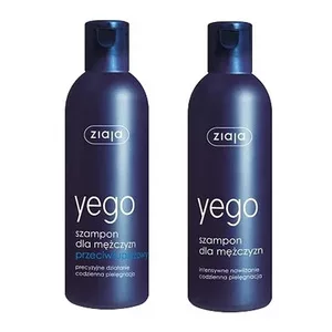 Ziaja Yego, zestaw szamponów dla mężczyzn, szamon przeciłupieżowy + szampon uniwersalny, 2x300ml