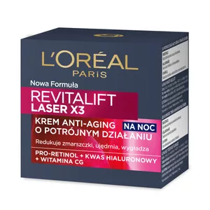 L'Oreal Paris Revitalift Laser X3 Krem anti-aging o potrójnym działaniu na noc, 50ml
