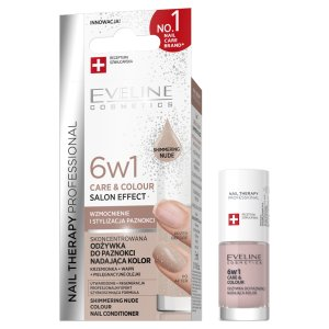 Eveline Cosmetics Nail Therapy Professional 6w1 Care & Colour skoncentrowana odżywka do paznokci nadająca kolor Shimmering Nude 5ml