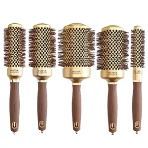 Olivia Garden Expert Blowout Shine Gold&Brown, kompletny zestaw szczotek do modelowania włosów, 20mm + 35mm + 45mm + 55mm + 65mm