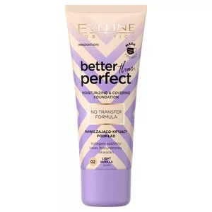 Eveline Better Than Perfect, nawilżająco-kryjący podkład z formułą no transfer, 02 light vanilla, 30ml