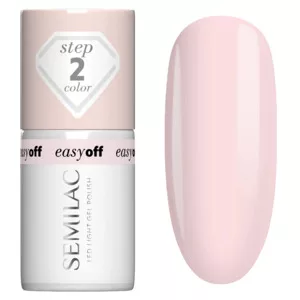Semilac Easy Off Led Light, utwardzany lakier do paznokci do usunięcia zmywaczem, L02 Milky Pink, 7ml