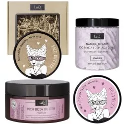 LaQ, Zestaw: Kocica Piwonia - mus do ciała, mus do twarzy, masło do ciała i masło do twarzy