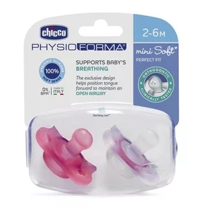 Chicco PhysioForma smoczek silikonowy uspokajający Mini Soft dla dzieci 2-6m Girl 2szt