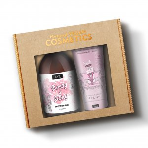 LaQ Piwonia Silver, zestaw, żel 500ml + balsam w tubie 200ml (sianko)