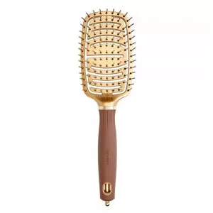 Olivia Garden Expert Care Flex, antystatyczna szczotka dla włosów, Nylon Bristles Gold&Brown