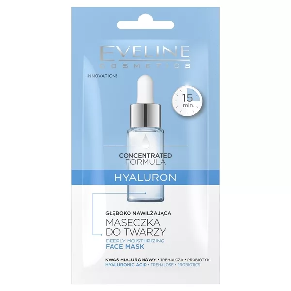 Eveline Cosmetics Skoncentrowana formuła głęboko nawilżająca maseczka do twarzy Hyaluron 8ml