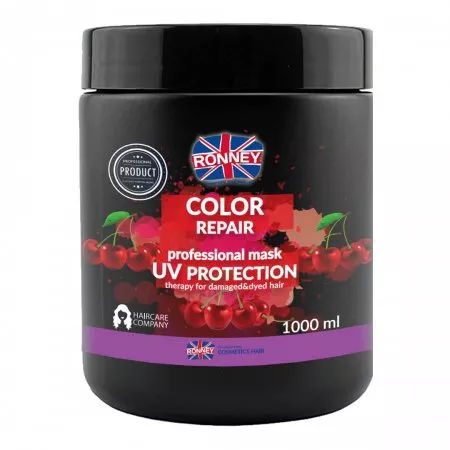 Ronney Professional Mask Color Repair Cherry UV Protection, Maska do włosów farbowanych WIŚNIOWA 1000ml