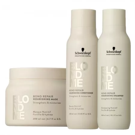 Schwarzkopf BlondMe Bond Repair, zestaw wzmacniająco-nawilżający włosy blond, szampon + odżywka + maska