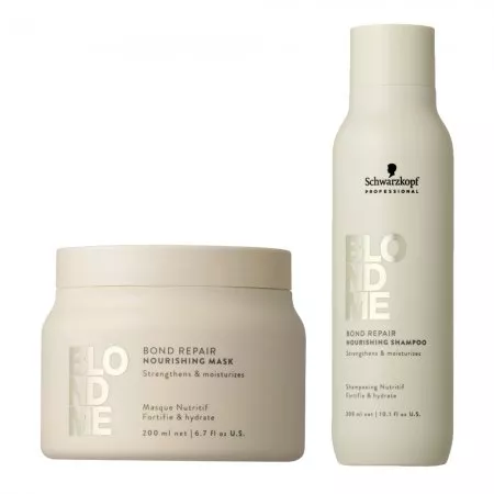 Schwarzkopf BlondMe Bond Repair, zestaw wzmacniająco-nawilżający włosy blond, szampon + maska