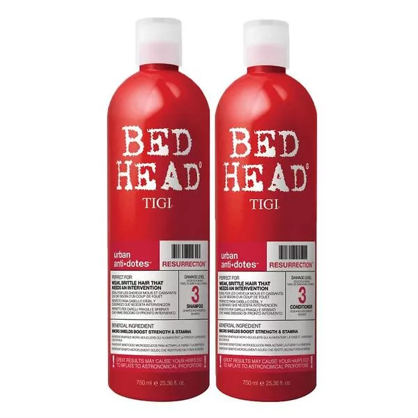 Tigi Rehab For Hear zestaw Bed Head Urban Antidotes Resurrection Shampoo szampon 750ml + Urban Bed Head Urban Antidotes Resurrection Conditioner odżywka 750ml