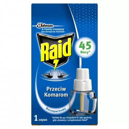 Raid, płyn owadobójczy przeciw komarom, bezzapachowy, zapas, 45 nocy, 1szt.