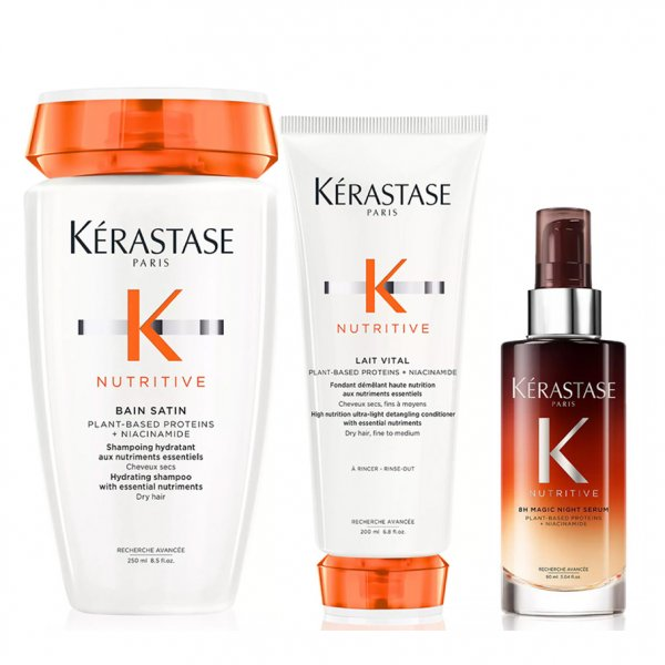 Kerastase Nutritive, zestaw odżywczy do włosów cienkich i normalnych, szampon + mleczko + termoochrona