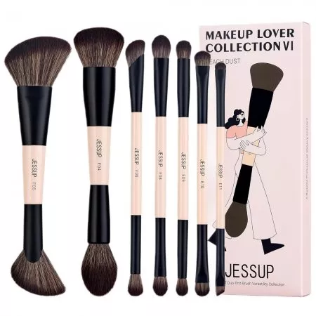 Jessup Duo-End Brush Versatility Collection zestaw dwustronnych pędzli do makijażu Peach Dust 7szt.