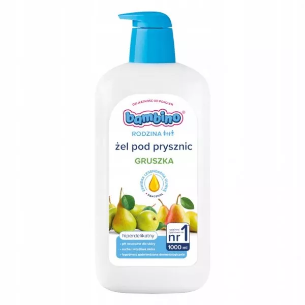 Bambino Rodzina żel pod prysznic hiperdelikatny Gruszka, dla dzieci i dorosłych, 1000ml