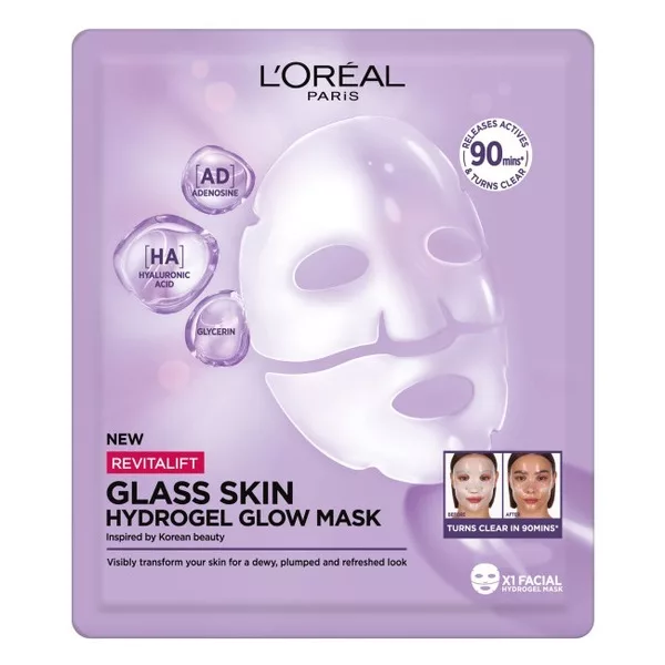 L\'Oreal Paris Revitalift Filler Glass Skin rozświetlająco-nawilżająca maska hydrożelowa 25g