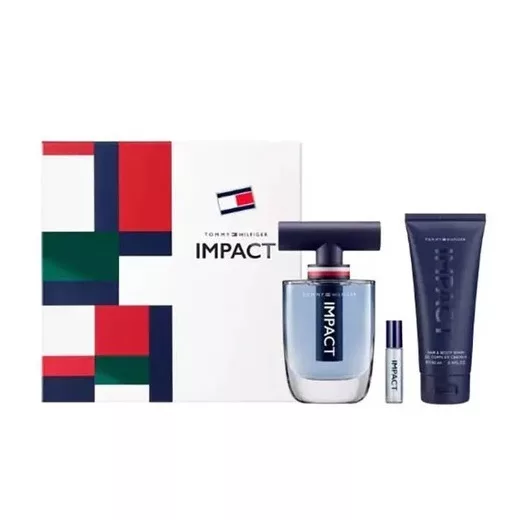Tommy Hilfiger Impact zestaw woda toaletowa spray 100ml + żel pod prysznic 100ml + miniatura wody toaletowej 4ml (M)