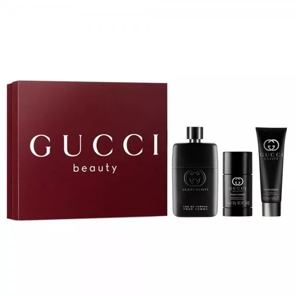 Gucci Guilty Pour Homme zestaw woda perfumowana spray 90ml + dezodorant sztyft 75ml + żel pod prysznic 50ml (M)