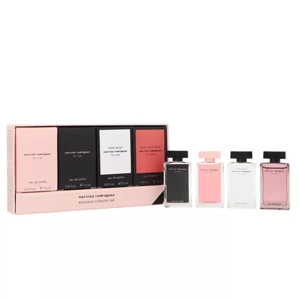 Narciso Rodriguez Exclusive Collector zestaw For Her woda toaletowa 7.5ml + For Her woda perfumowana 7.5ml + Pure Musc woda perfumowana 7.5ml + Musc Noir Rose woda perfumowana 7.5ml (W)