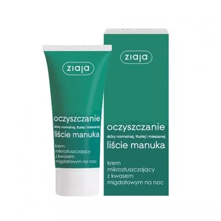 Ziaja Liście Manuka, oczyszczanie, krem z kwasem migdałowym na noc, 50ml