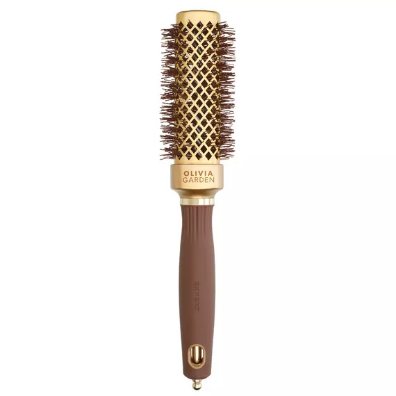 Olivia Garden Expert Blowout Straight, szczotka do prostowania i modelowania włosów, Wavy Bristles Gold&Brown 30mm