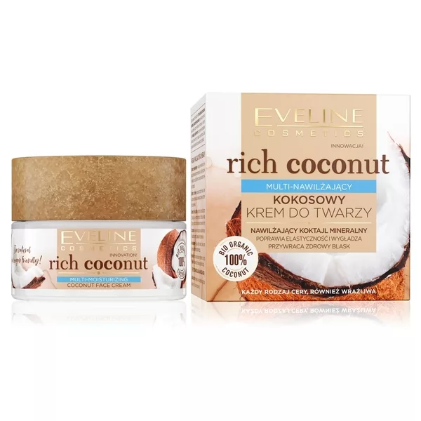 Eveline Rich Coconut, multi-nawilżający kokosowy krem do twarzy, 50ml