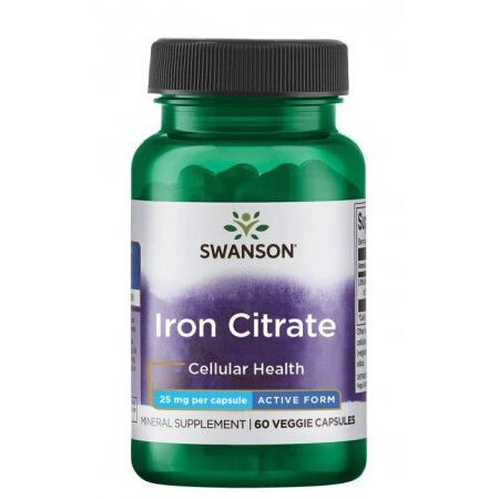 Swanson, cytrynian żelaza, 60 kapsułek