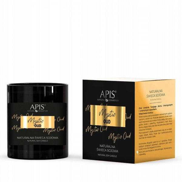 Apis, naturalna świeca sojowa, Mystic Oud, 220g