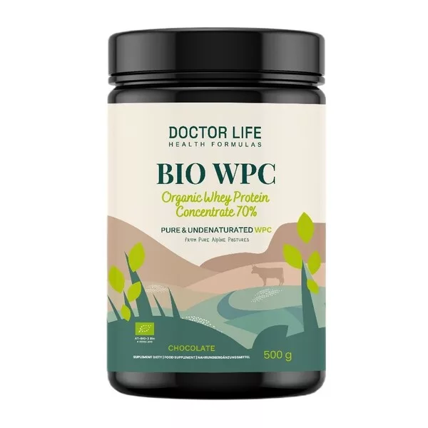 Doctor Life BIO WPC Organic Whey Protein Concentrate 70% białko suplement diety Chocolate 500g