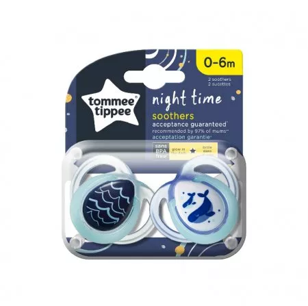 Tommee Tippee Night Time smoczek uspokajający dla dzieci 0-6m 2szt