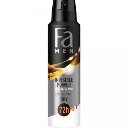 Fa Men Invisible Power 72h dezodorant w sprayu o odświeżającym męskim zapachu z zielonymi nutami 150ml (M)