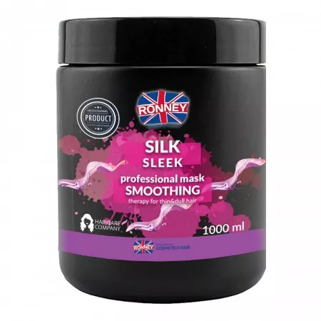 Ronney Professional Mask Smoothing Silk Sleek, Maska wygładzająca do włosów cienkich i matowych 1000ml