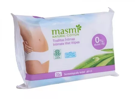 Masmi Natural Cotton wilgotne chusteczki do higieny intymnej 20szt