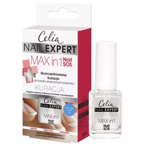 Celia Nail Expert Max In 1 Nail SOS skoncentrowana kuracja do bardzo zniszczonych paznokci 10ml
