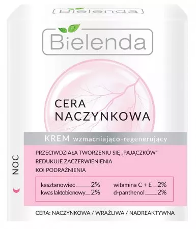 Bielenda Cera naczynkowa, krem wzmacniająco-regenerujący na noc, 50ml