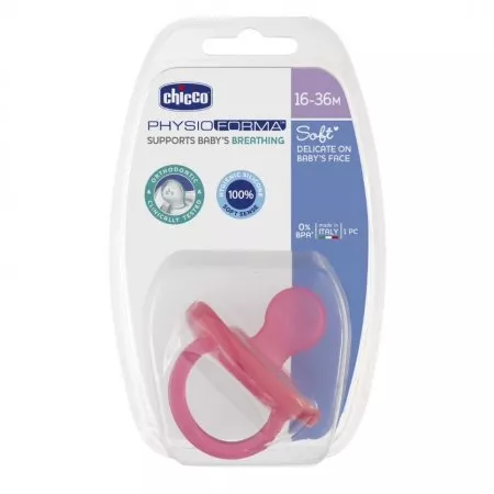 Chicco PhysioForma smoczek silikonowy uspokajający Soft dla dzieci 16-36m Różowy 1szt
