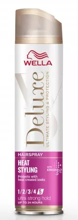 Wella Deluxe Heat Styling, ultra mocny lakier do włosów z termoochroną, 250ml