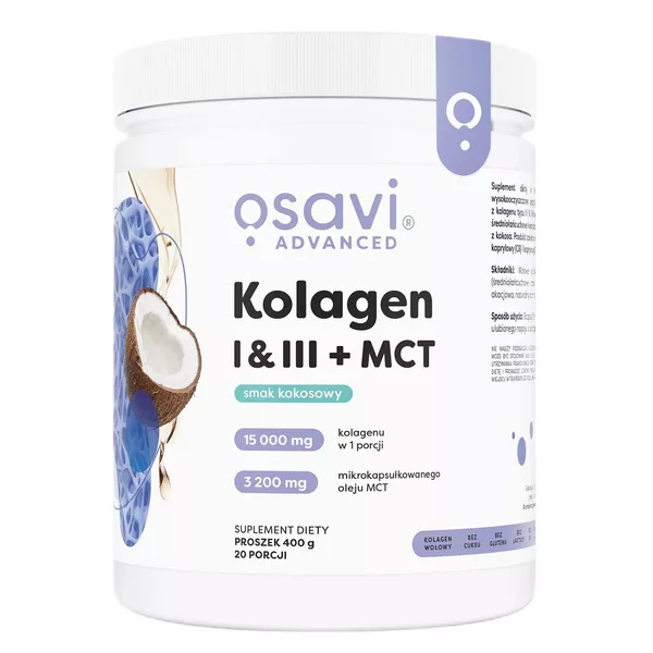 Osavi Kolagen I & III + MCT suplement diety w proszku Kokos 400g