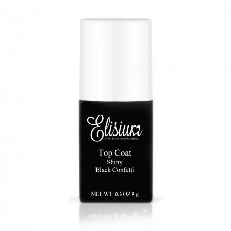 Elisium, baza pod lakiery hybrydowe Top Coat Shiny Black Confetti, 9g