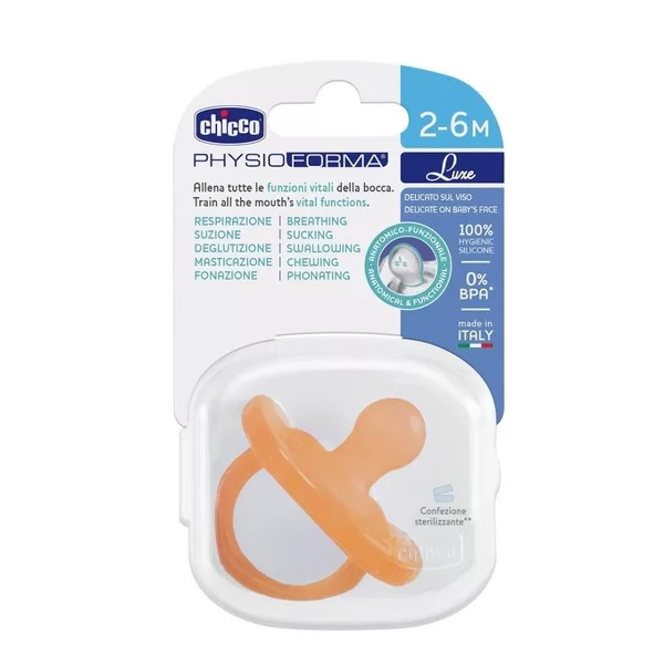 Chicco PhysioForma Luxe smoczek silikonowy uspokajający dla dzieci 2-6m Pomarańczowy